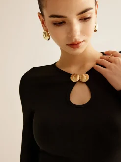 Keyhole Neckline Panel Dress