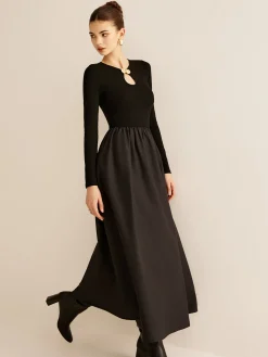 Keyhole Neckline Panel Dress