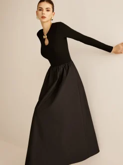 Keyhole Neckline Panel Dress