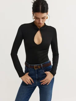 Keyhole Neckline Thin Bodysuit