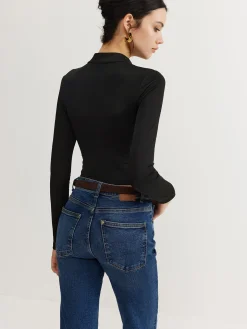 Keyhole Neckline Thin Bodysuit