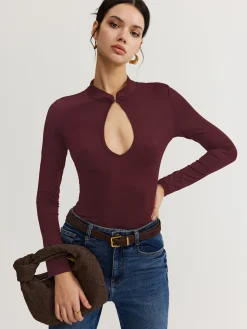 Keyhole Neckline Thin Bodysuit