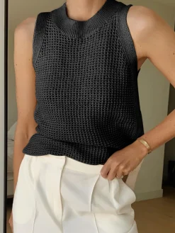 Knit Hollow Solid Vest