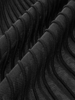 Knit Pleated Semi-sheer Maxi Skirt