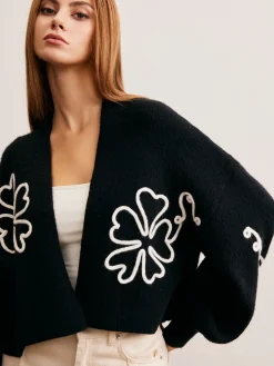 Knit-Floral Short Outerwear
