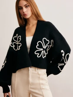 Knit-Floral Short Outerwear