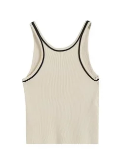 Knitted Crew Collar Contrast Vest