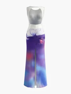 Knot Printed Gradient Long Dress
