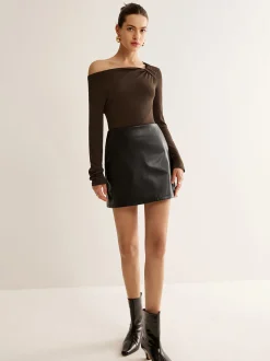 Knotted Cold-Shoulder Jersey Top