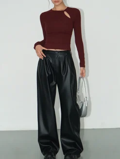 Knotted Cutout Skinny T-Shirt