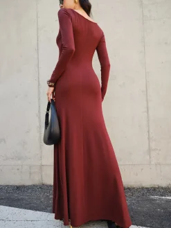 Knotted Ruched Jersey Long Dress