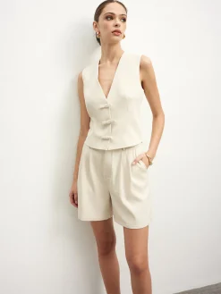 Knotted Sleeveless Shorts Set