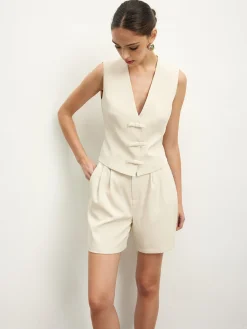 Knotted Sleeveless Shorts Set