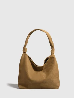 Knotted Suede Hobo Bag