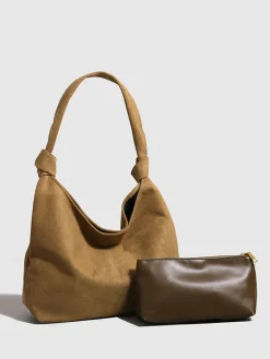 Knotted Suede Hobo Bag