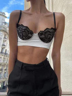 Lace Bra Detail Cropped Cami Top