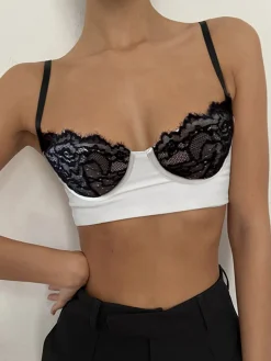 Lace Bra Detail Cropped Cami Top