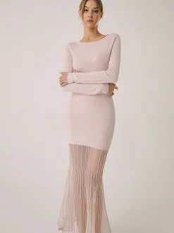 Lace Hem Mermaid Midi Sweater Dress