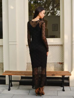 Lace Panel Long Dress