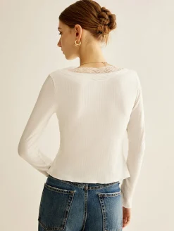 Lace Panel V-Neck Blouse