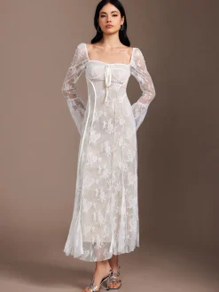 Lace Ruffle Flowy Dress