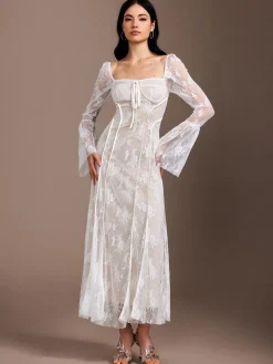 Lace Ruffle Flowy Dress
