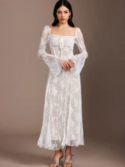Lace Ruffle Flowy Dress