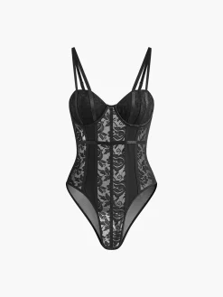 Lace Sheer Sweetheart Corset Bodysuit