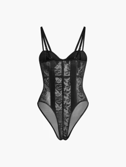 Lace Sheer Sweetheart Corset Bodysuit