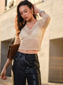 Lace Skinny Crop Blouse