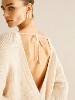 Lace Up Backless Oversize Sweater