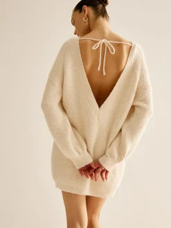 Lace Up Backless Oversize Sweater