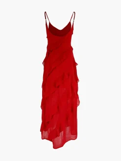 Ladder Ruffle Zippered Long Dress