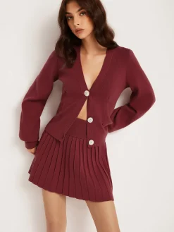 Lantern Sleeve Button Cardigan