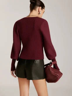 Lantern Sleeve V-Neck Sweater