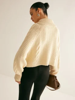Lapel Breasted Cable-Knit Cardigan