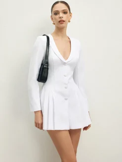 Lapel Breasted Pleated Corset Dress