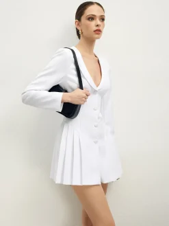 Lapel Breasted Pleated Corset Dress