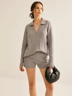 Lapel Cable Sweater