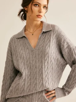 Lapel Cable Sweater