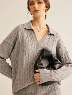 Lapel Cable Sweater