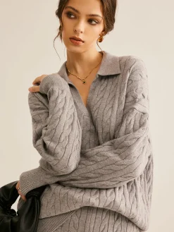 Lapel Cable Sweater
