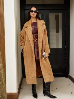 Lapel Minky Long Jacket