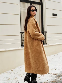 Lapel Minky Long Jacket