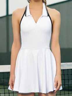 Lapel Panel Active Halter Dress