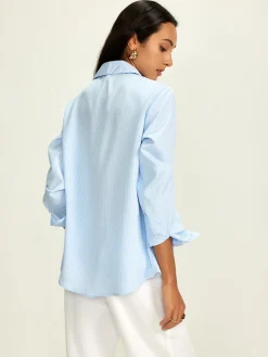 Lapel Pinstripe Versatile Shirt