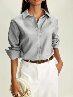 Lapel Pinstripe Versatile Shirt