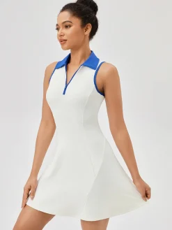 Lapel Piping Active Jersey Dress