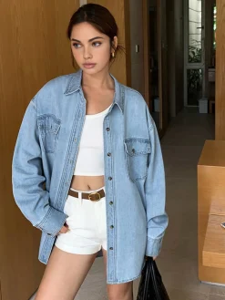 Lapel Pockets Denim Jacket
