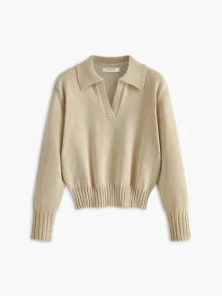 Lapel Ribbed Pullover Sweater